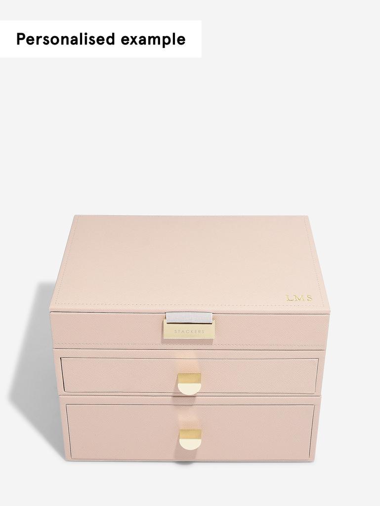Blush Pink & Champagne Gold Classic Jewellery Box 2-Drawer Set