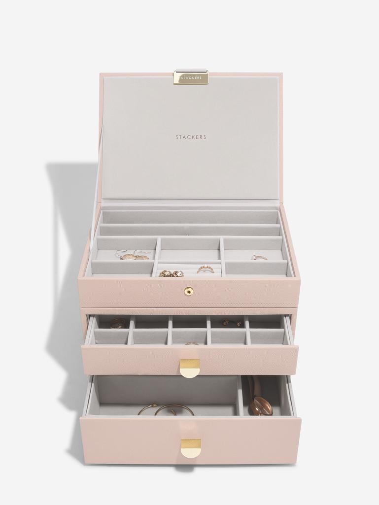 Blush Pink & Champagne Gold Classic Jewellery Box 2-Drawer Set