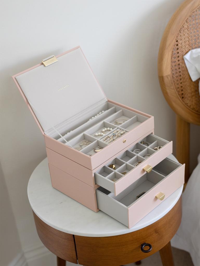 Blush Pink & Champagne Gold Classic Jewellery Box 2-Drawer Set