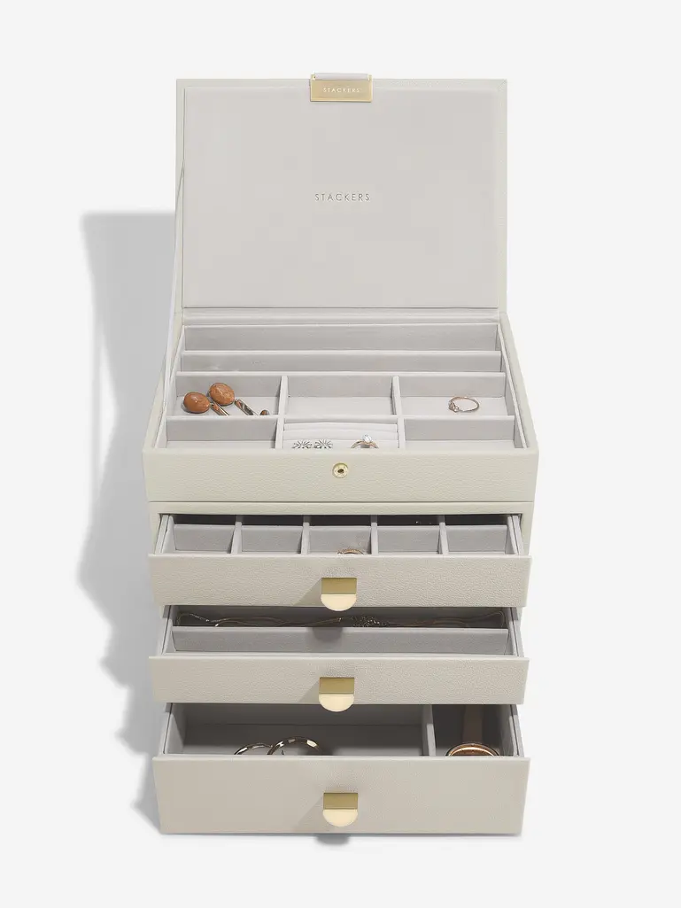 Oatmeal Classic Jewellery Box 3-Drawer Set