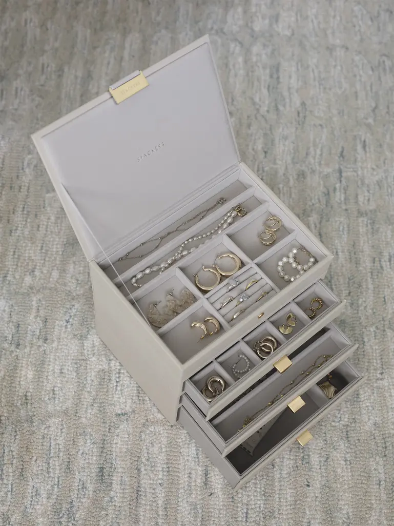 Oatmeal Classic Jewellery Box 3-Drawer Set