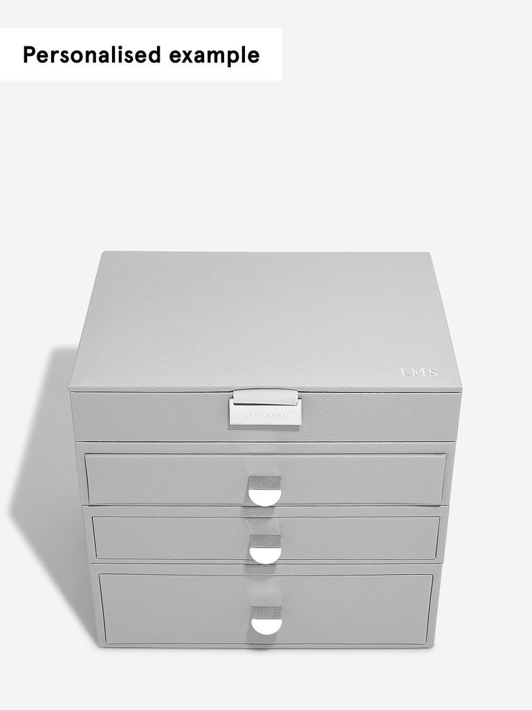 Pebble Grey Classic Jewellery Box 3-Drawer Set