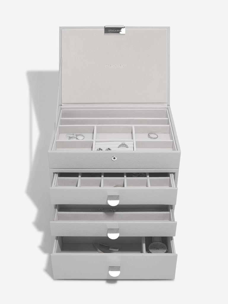 Pebble Grey Classic Jewellery Box 3-Drawer Set