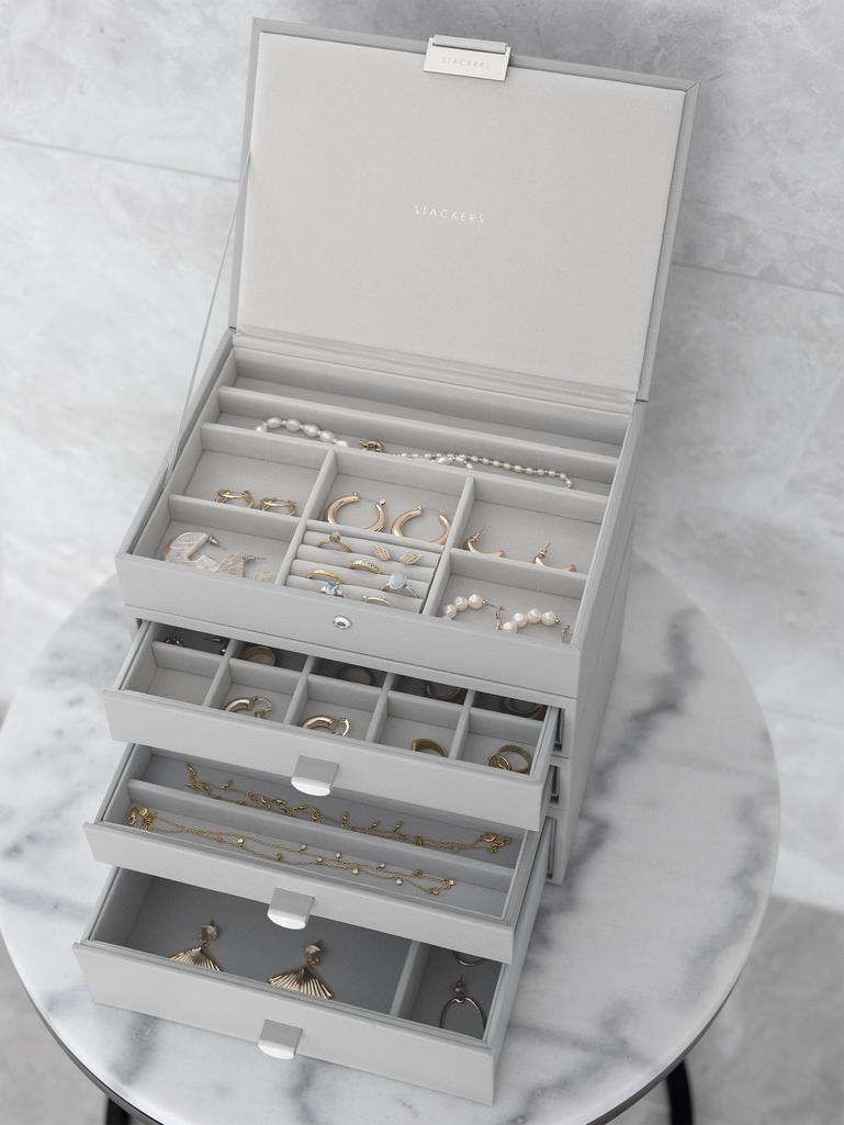 Pebble Grey Classic Jewellery Box 3-Drawer Set