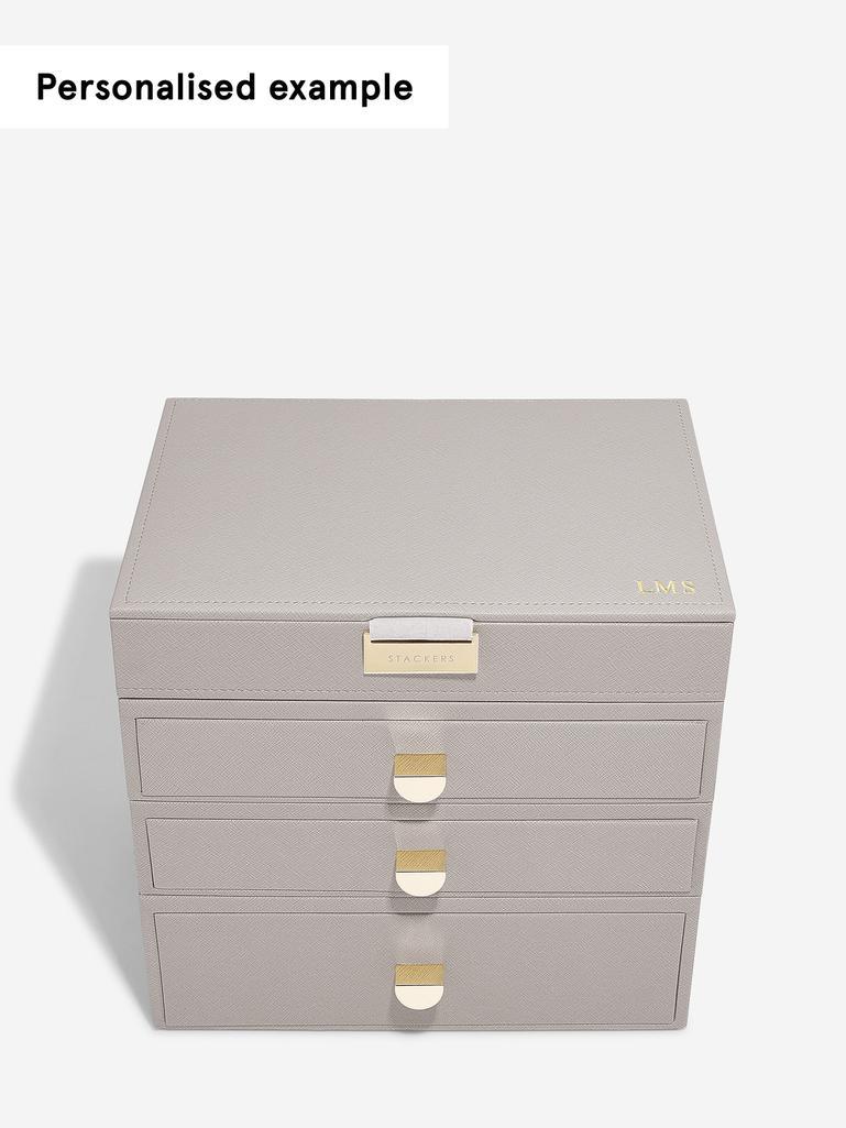 Taupe Classic Jewellery Box 3-Drawer Set