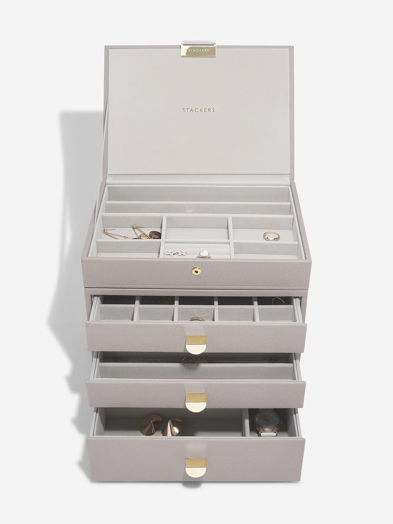 Taupe Classic Jewellery Box 3-Drawer Set