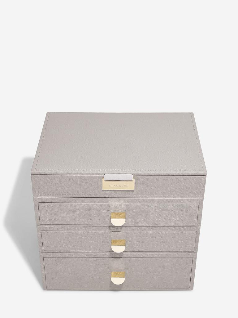 Taupe Classic Jewellery Box 3-Drawer Set