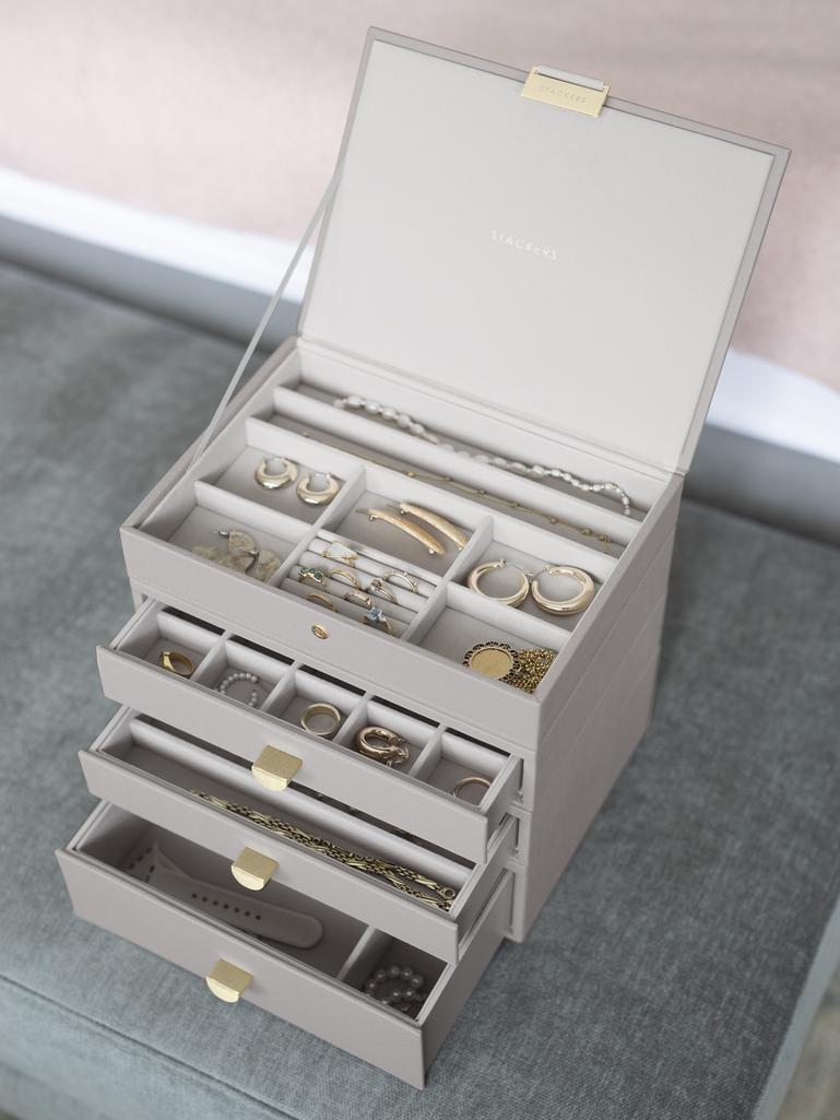 Taupe Classic Jewellery Box 3-Drawer Set