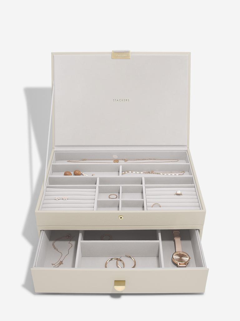 Oatmeal Supersize Jewellery Box 1-Drawer Set