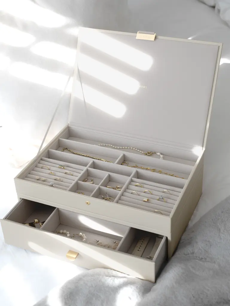 Oatmeal Supersize Jewellery Box 1-Drawer Set