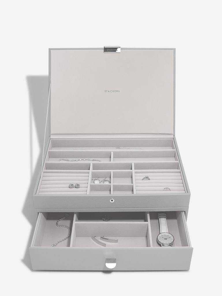 Pebble Grey Supersize Jewellery Box 1-Drawer Set