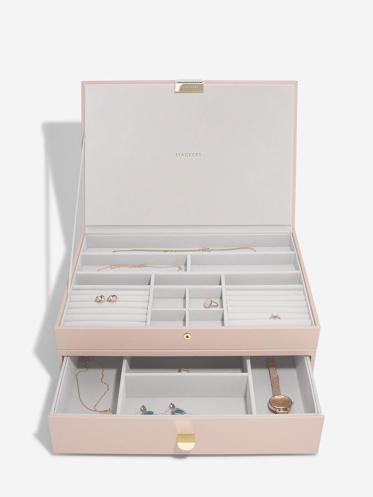 Blush Pink & Champagne Gold Supersize Jewellery Box 1-Drawer Set