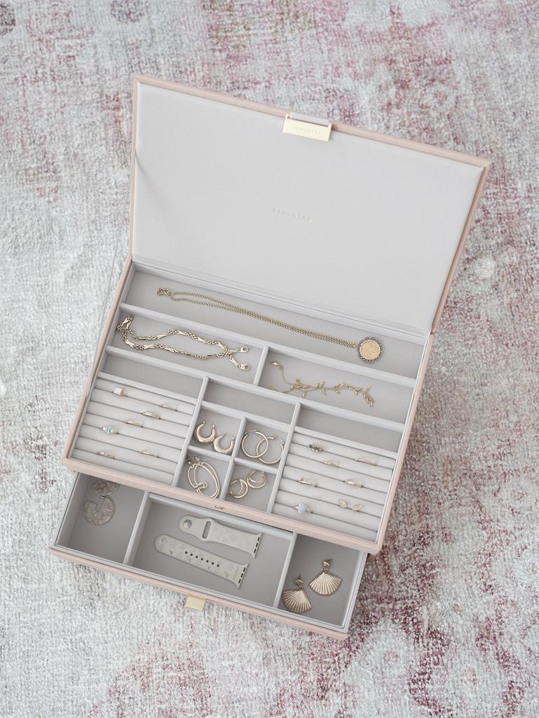 Blush Pink & Champagne Gold Supersize Jewellery Box 1-Drawer Set