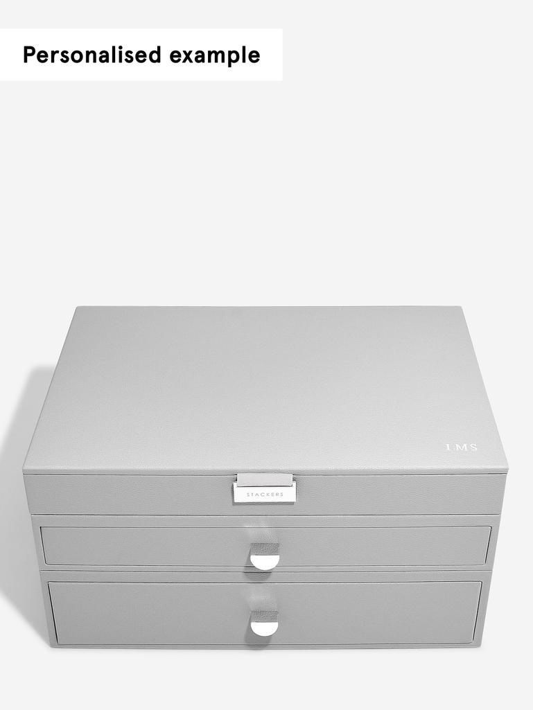 Pebble Grey Supersize Jewellery Box 2-Drawer Set