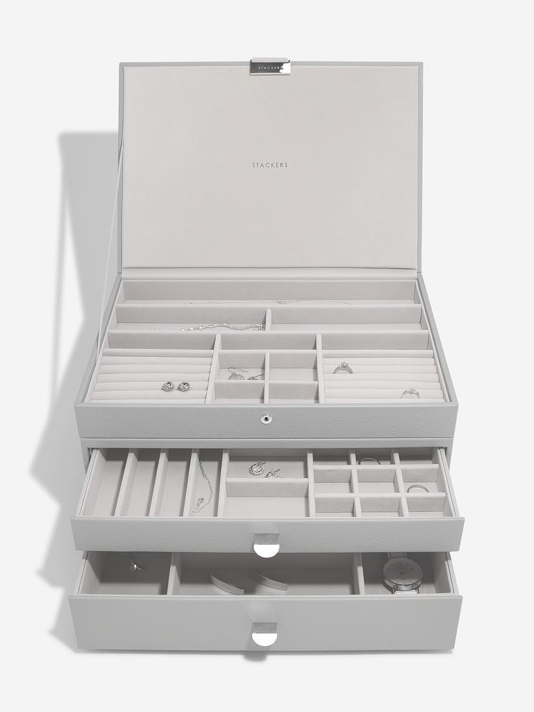 Pebble Grey Supersize Jewellery Box 2-Drawer Set
