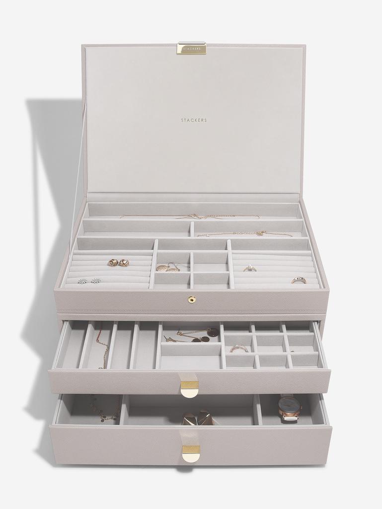 Taupe Supersize Jewellery Box 2-Drawer Set