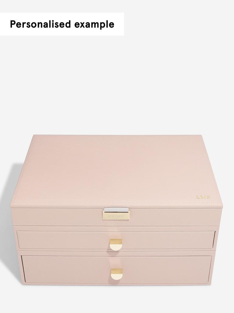 Blush Pink & Champagne Gold Supersize Jewellery Box 2-Drawer Set