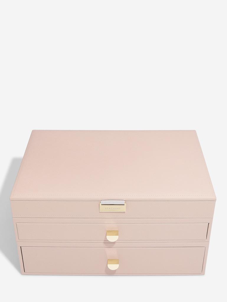 Blush Pink & Champagne Gold Supersize Jewellery Box 2-Drawer Set