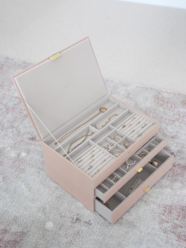 Blush Pink & Champagne Gold Supersize Jewellery Box 2-Drawer Set