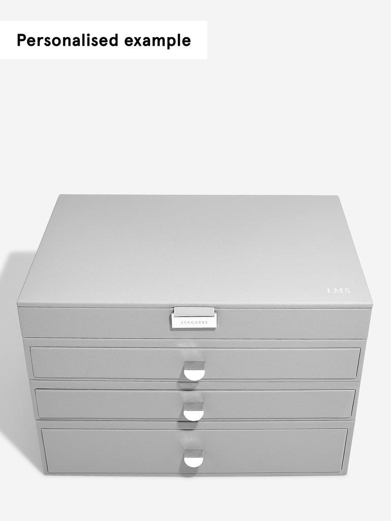 Pebble Grey Supersize Jewellery Box 3-Drawer Set