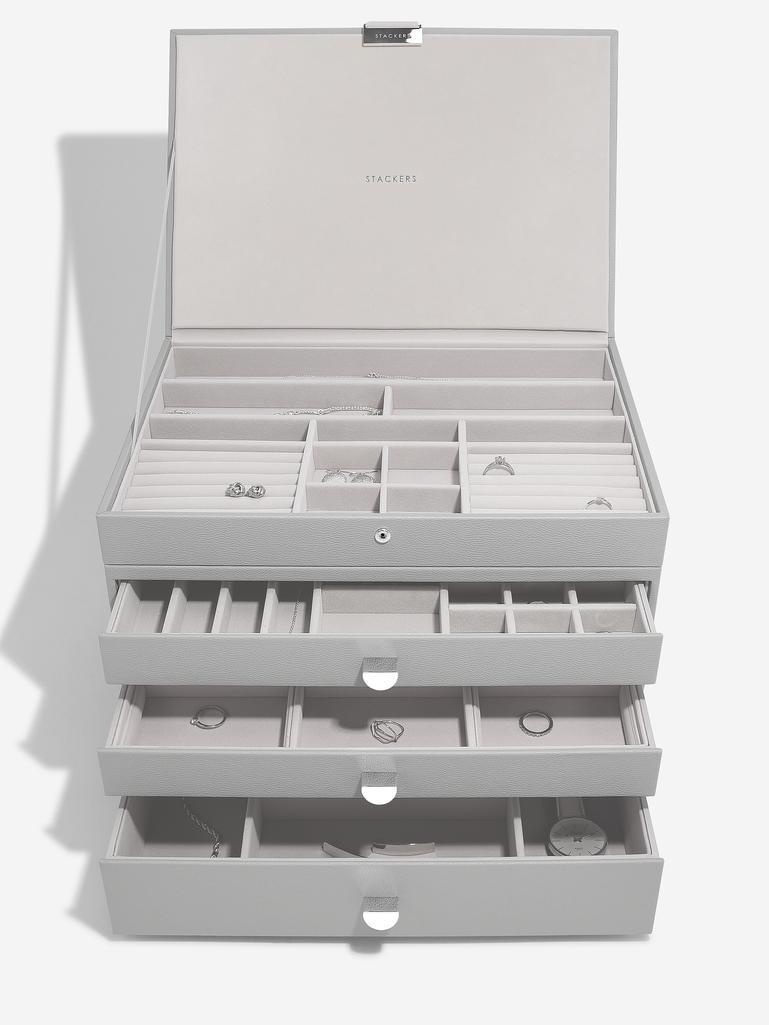 Pebble Grey Supersize Jewellery Box 3-Drawer Set