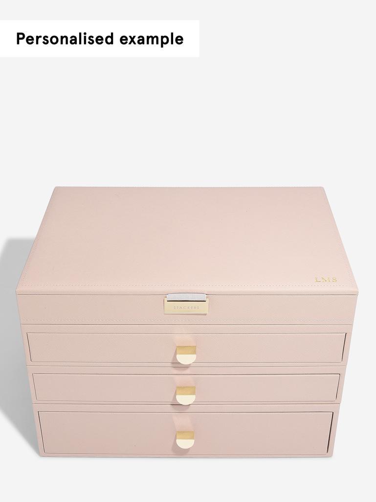 Blush Pink & Champagne Gold Supersize Jewellery Box 3-Drawer Set