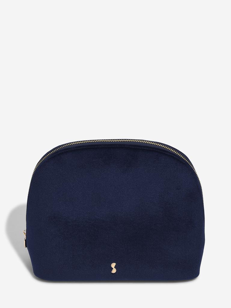 Navy Velvet Nested Cosmetic Bag Set of 2
