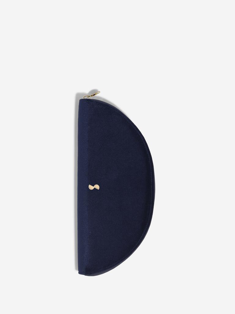 Navy Velvet Crescent Jewellery Roll