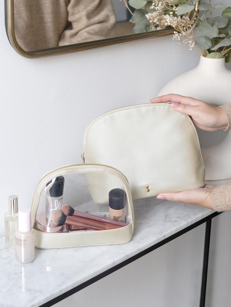 Metallic Pearl Nested Cosmetic Bag Set of 2