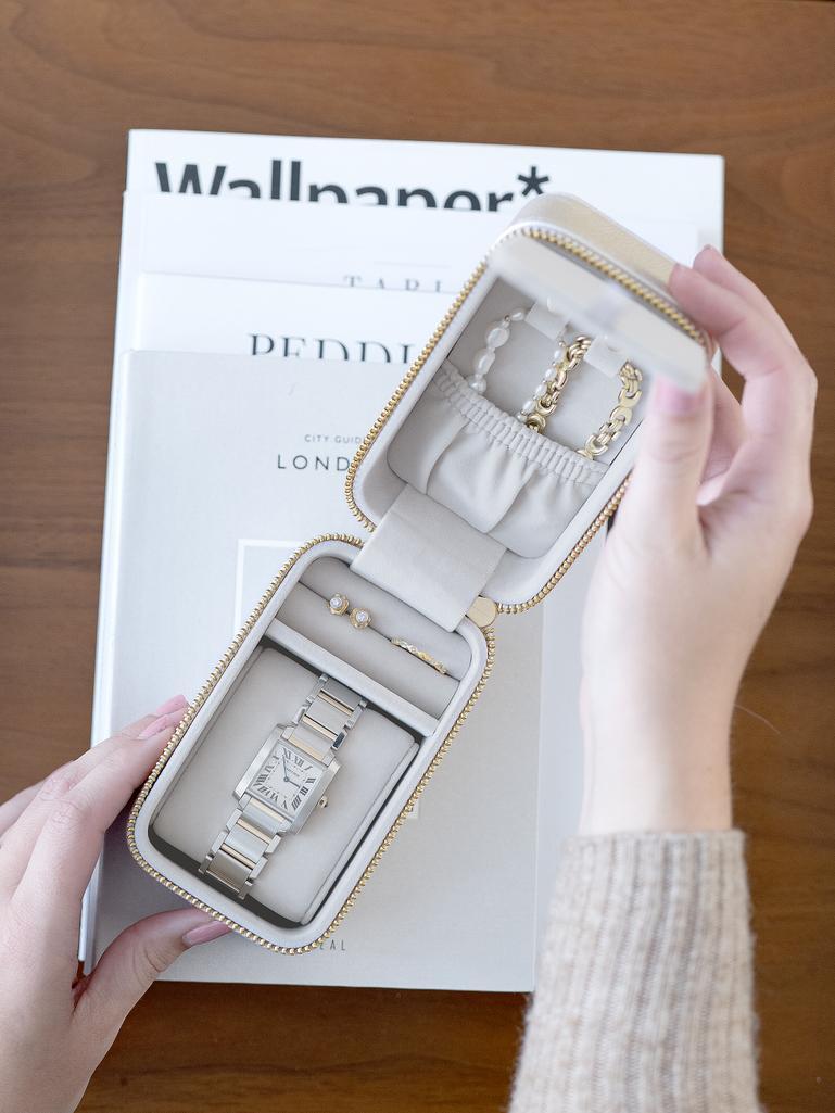 Metallic Pearl Travel Jewellery & Watch Box