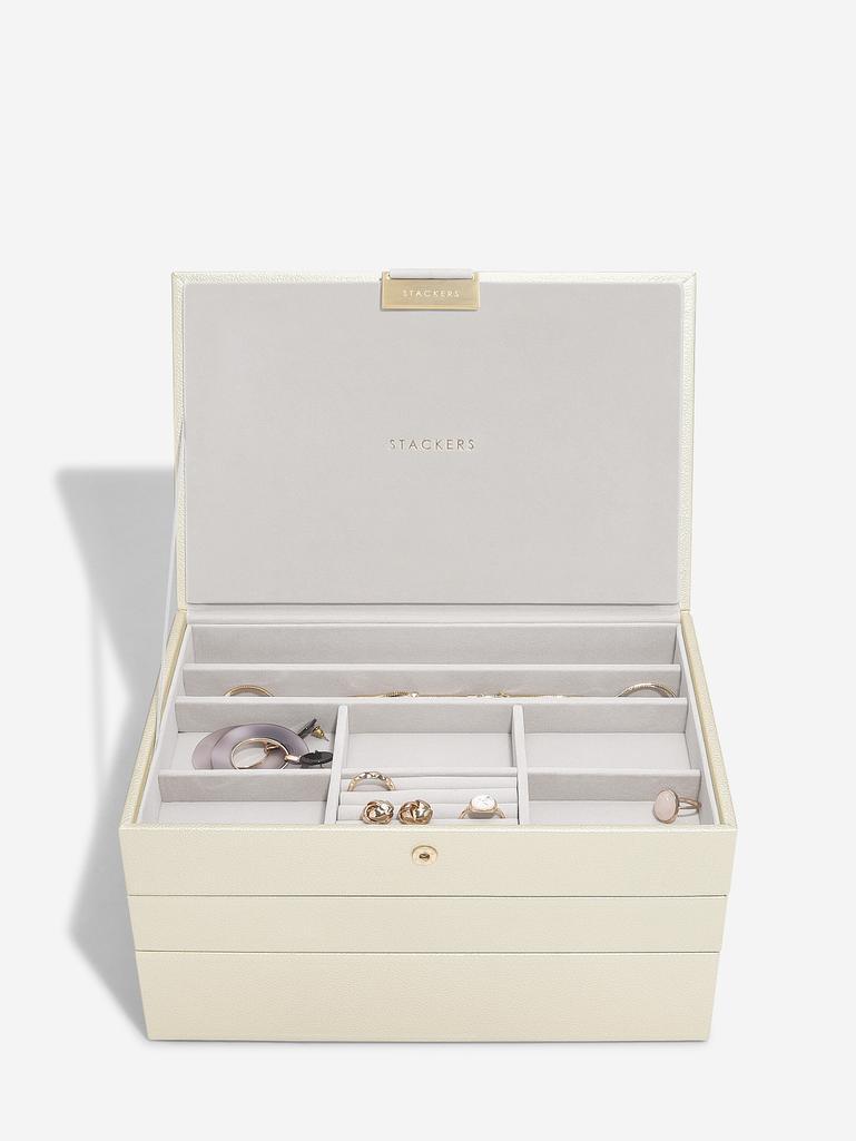 Metallic Pearl Classic Jewellery Box Set of 3
