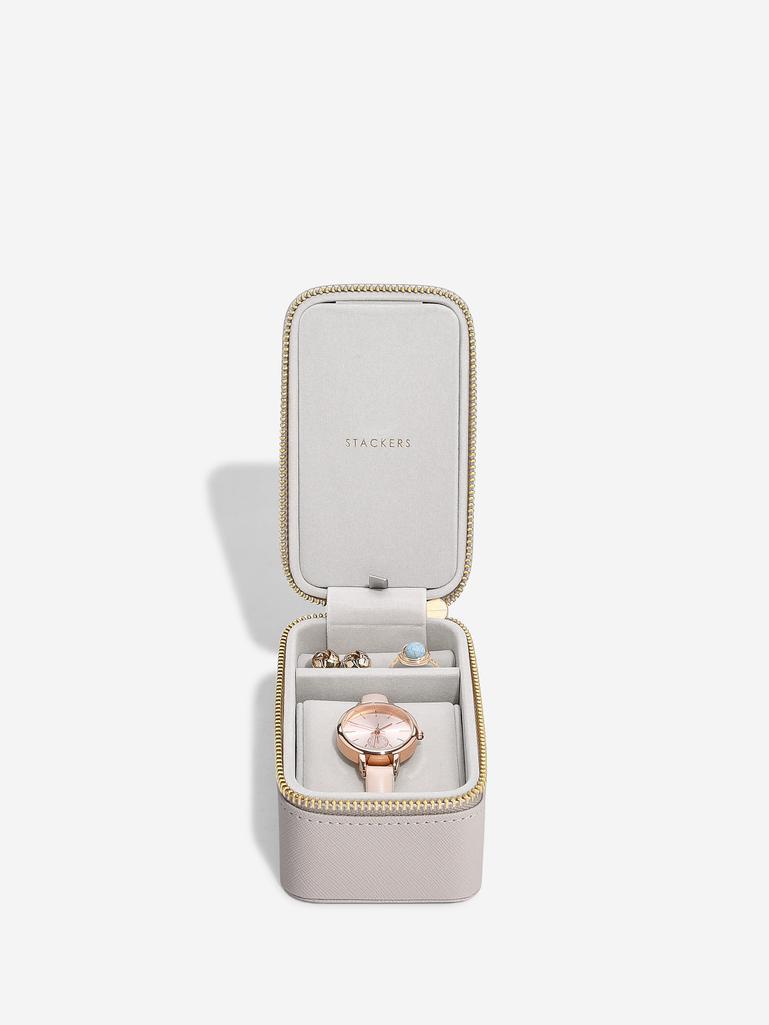 Taupe Travel Jewellery & Watch Box