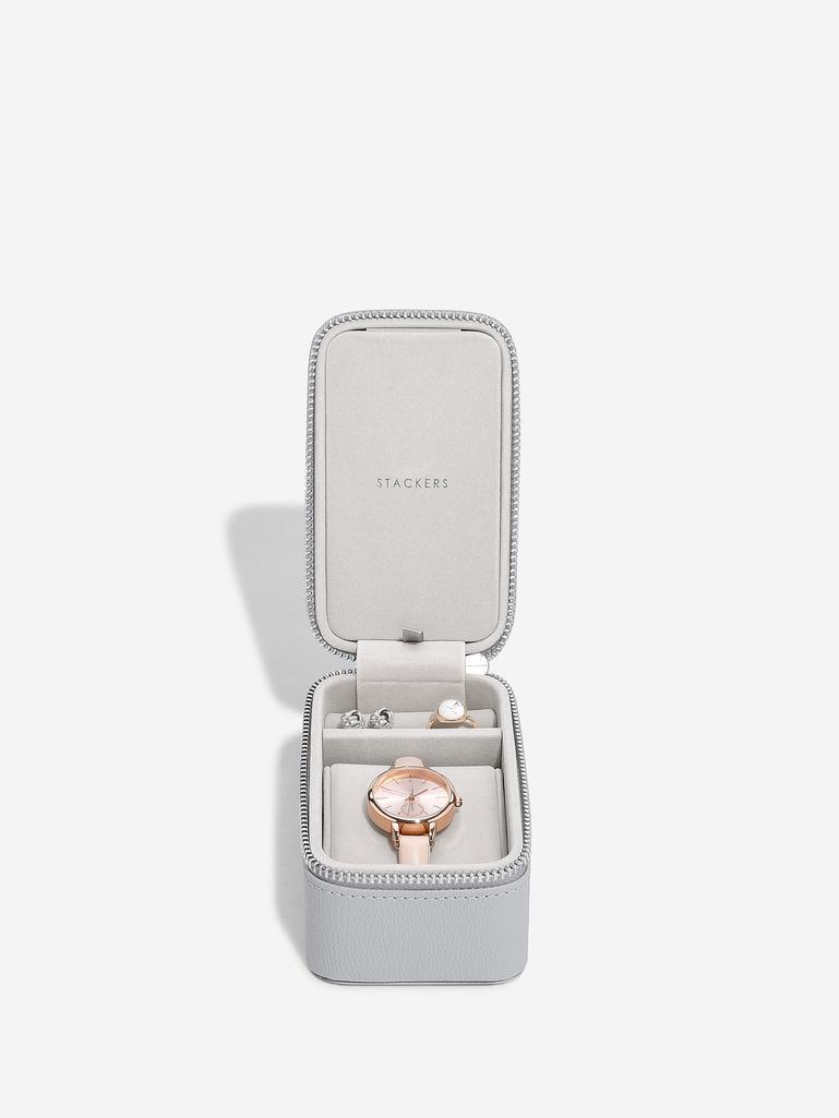 Pebble Grey Travel Jewellery & Watch Box