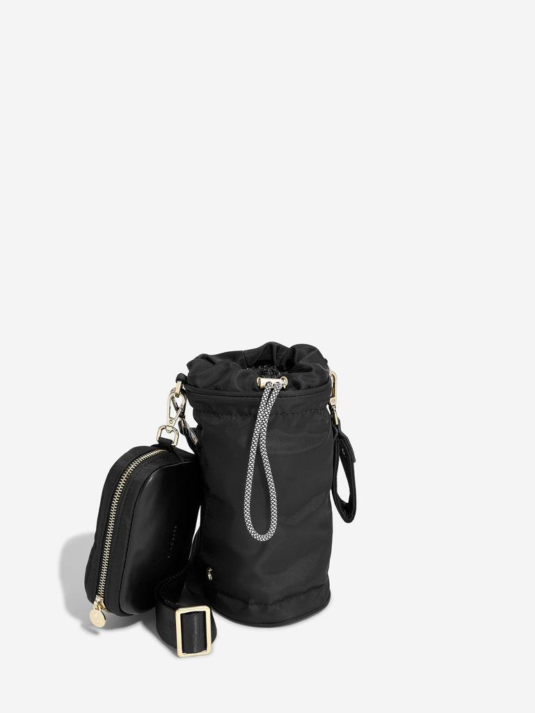 Recycled Nylon Black Bottle Bag