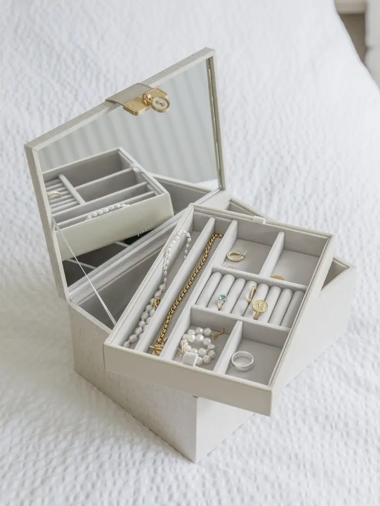 Oatmeal & Linen Luxury Classic Jewellery Box