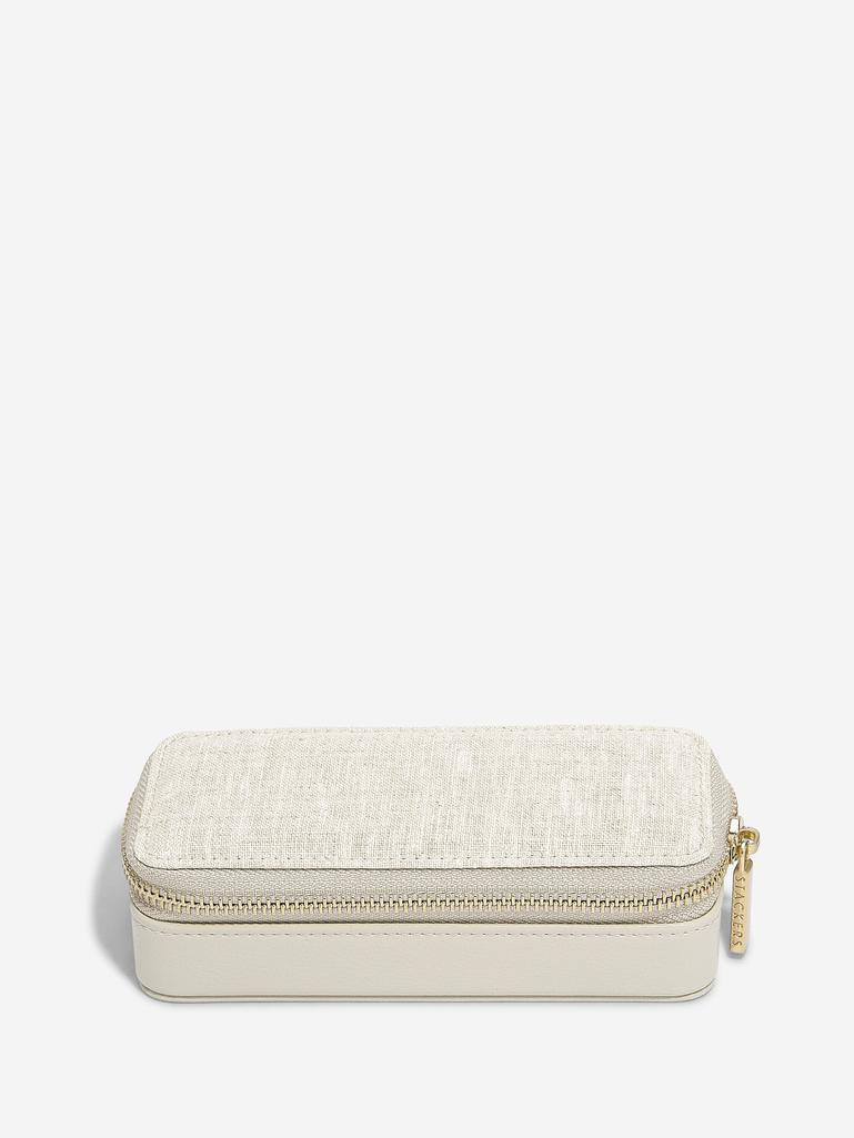 Oatmeal & Linen Medium Zipped Travel Jewellery Box