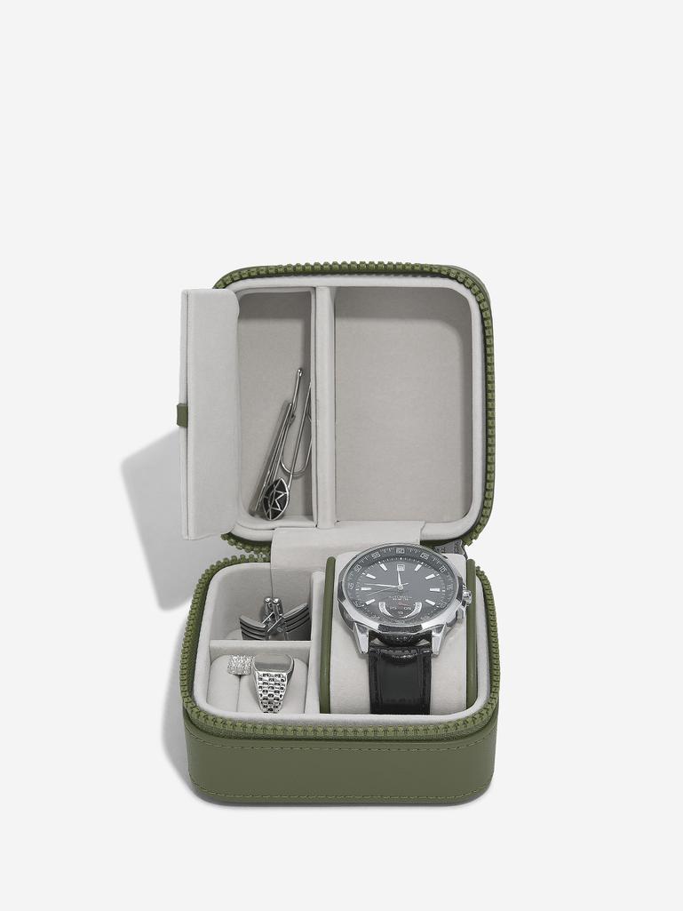 Green Canvas Watch & Jewellery Box