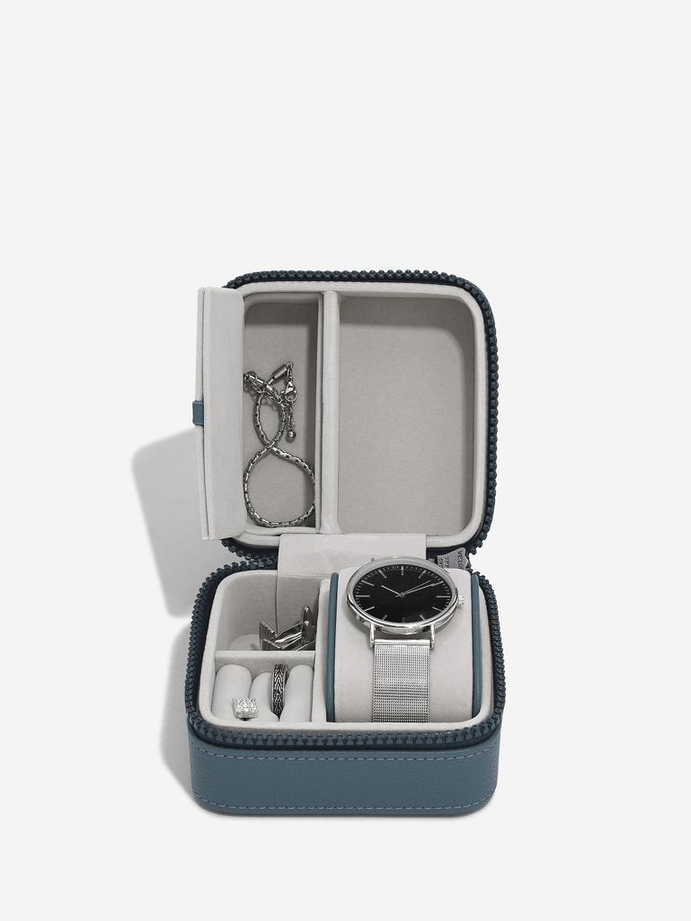 Blue Canvas Watch & Jewellery Box