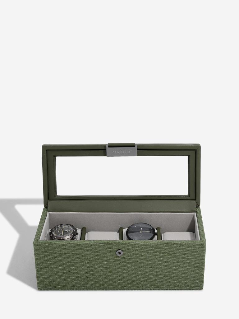 Green Canvas 4 Piece Watch Box