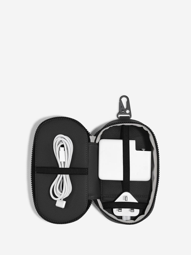 Black Canvas Clip-On Tech Pouch