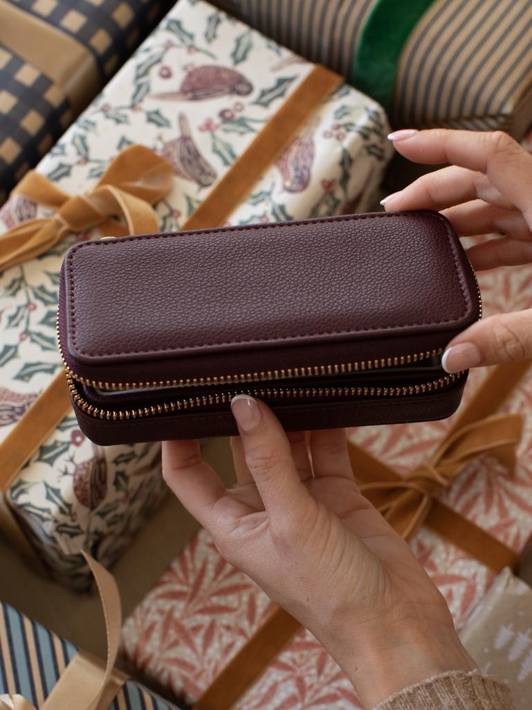 Burgundy Medium Travel Jewellery box
