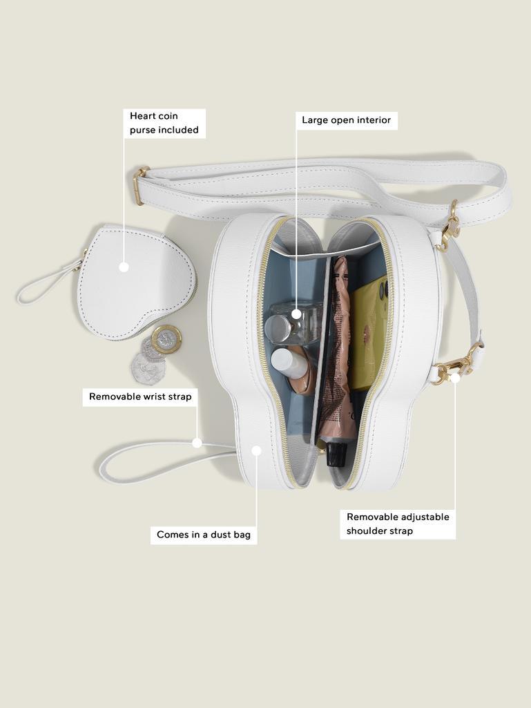 White Pebble Heart Shoulder Bag
