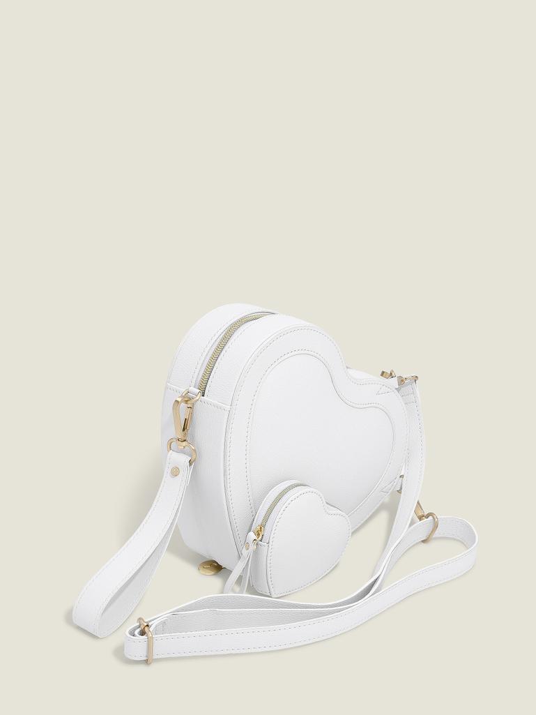 White Pebble Heart Shoulder Bag