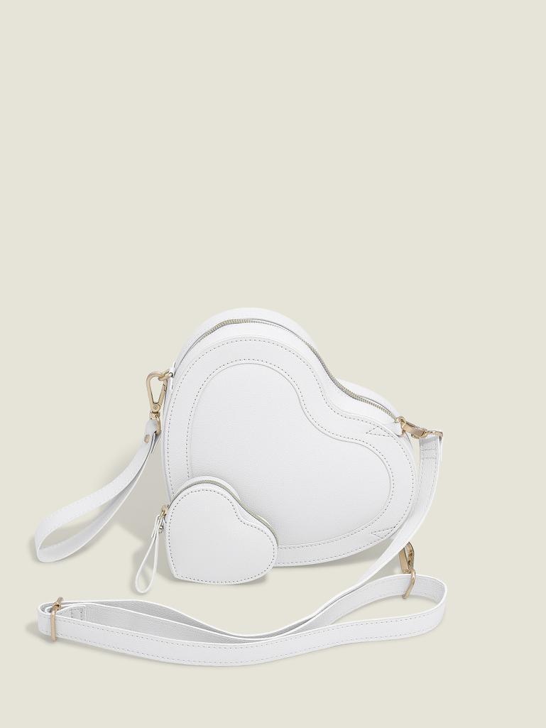 White Pebble Heart Shoulder Bag
