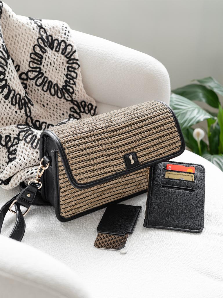 Black Raffia Crossbody Bag
