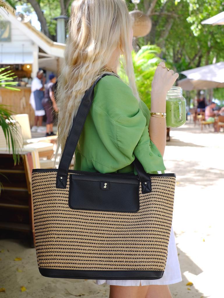Black Raffia Tote Bag