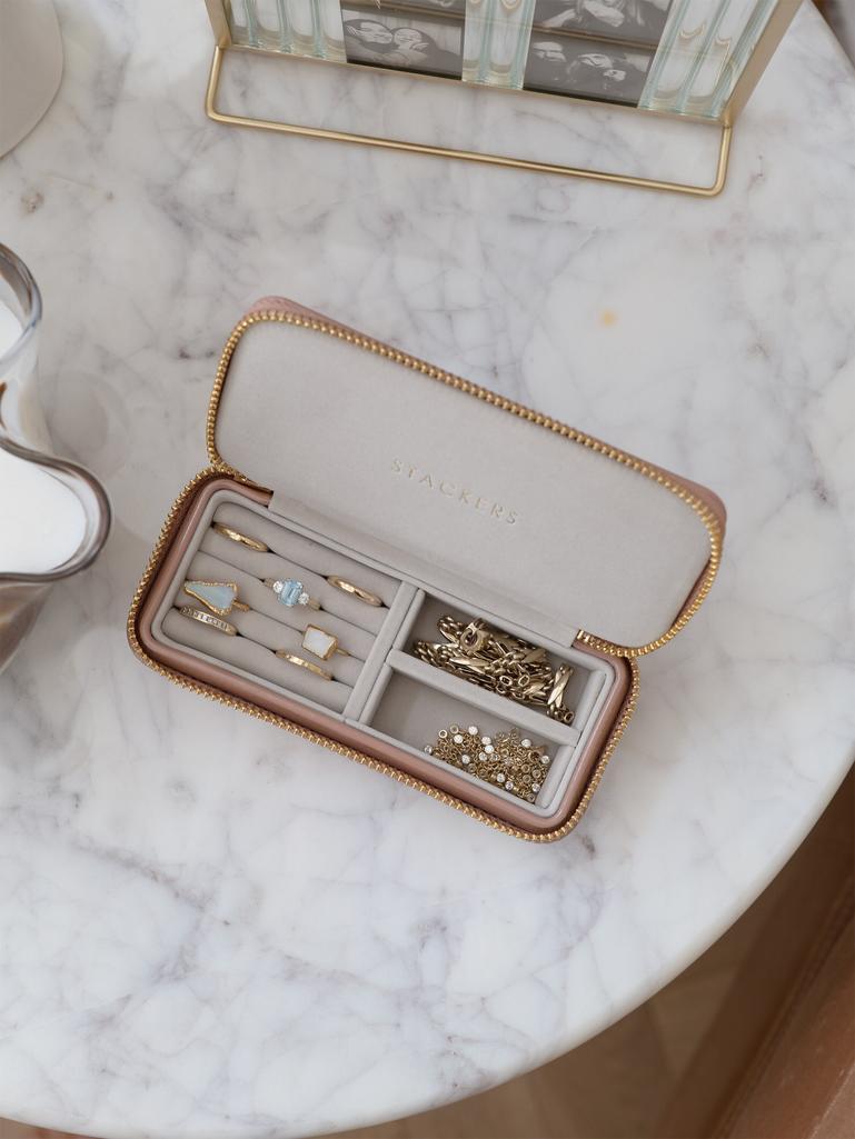 Patent Rose Medium Travel Jewellery Box