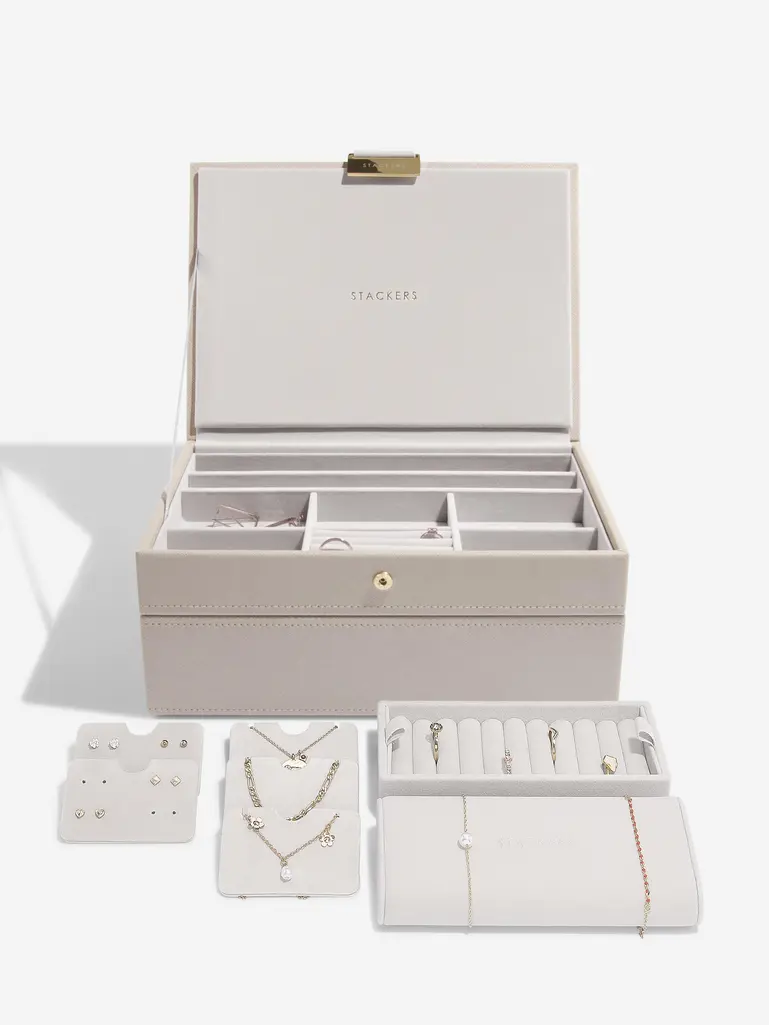 Taupe Classic Jewellery Box Set of 2 With Accessories