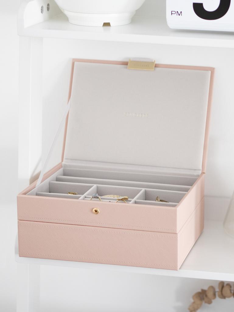Blush Pink Classic Jewellery Box Set of 2 With Accessories