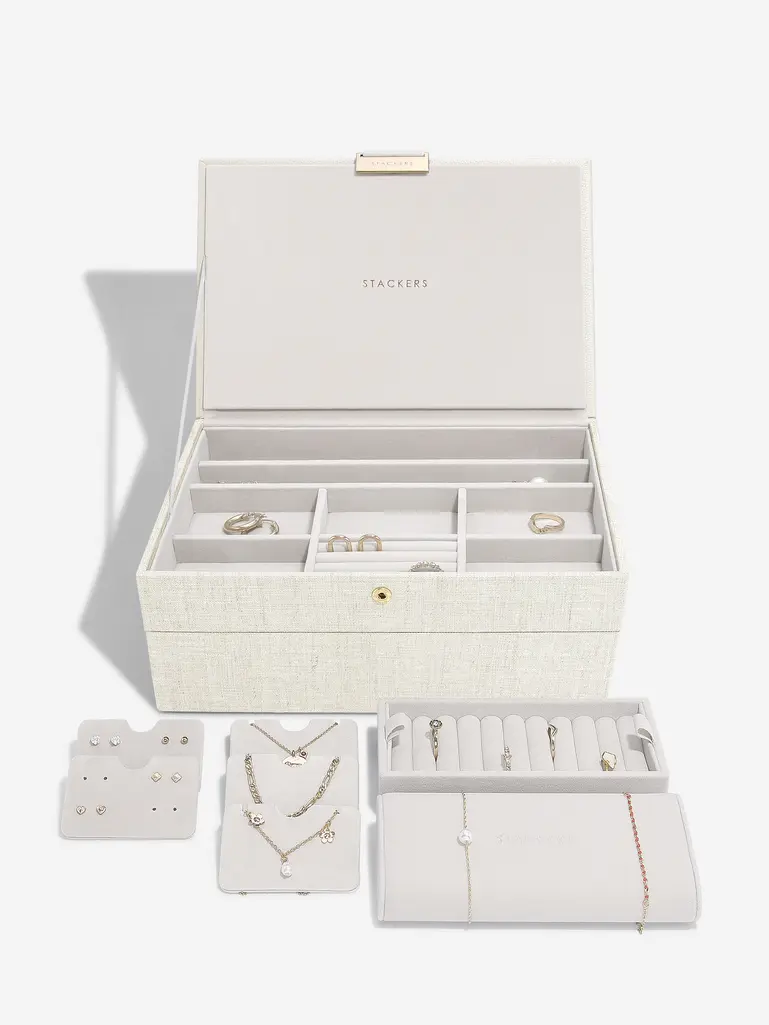 Oatmeal & Linen Classic Jewellery Box Set of 2 With Accessories